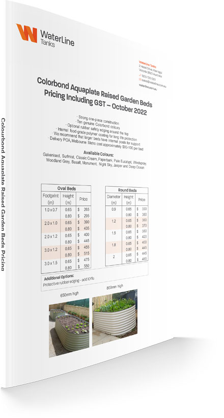 Colorbond Aquaplane Raised Garden Beds Pricing - October 2022 - WaterLine Tanks