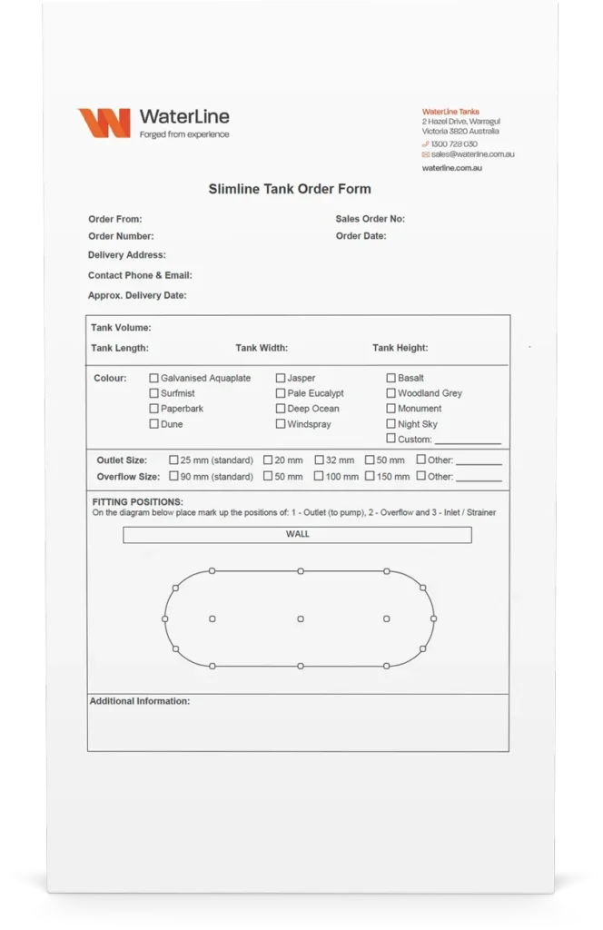 Slimline Tank Order Form